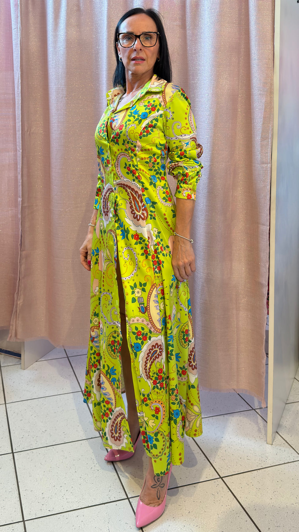 Lime & Paisley Maxi Dress
