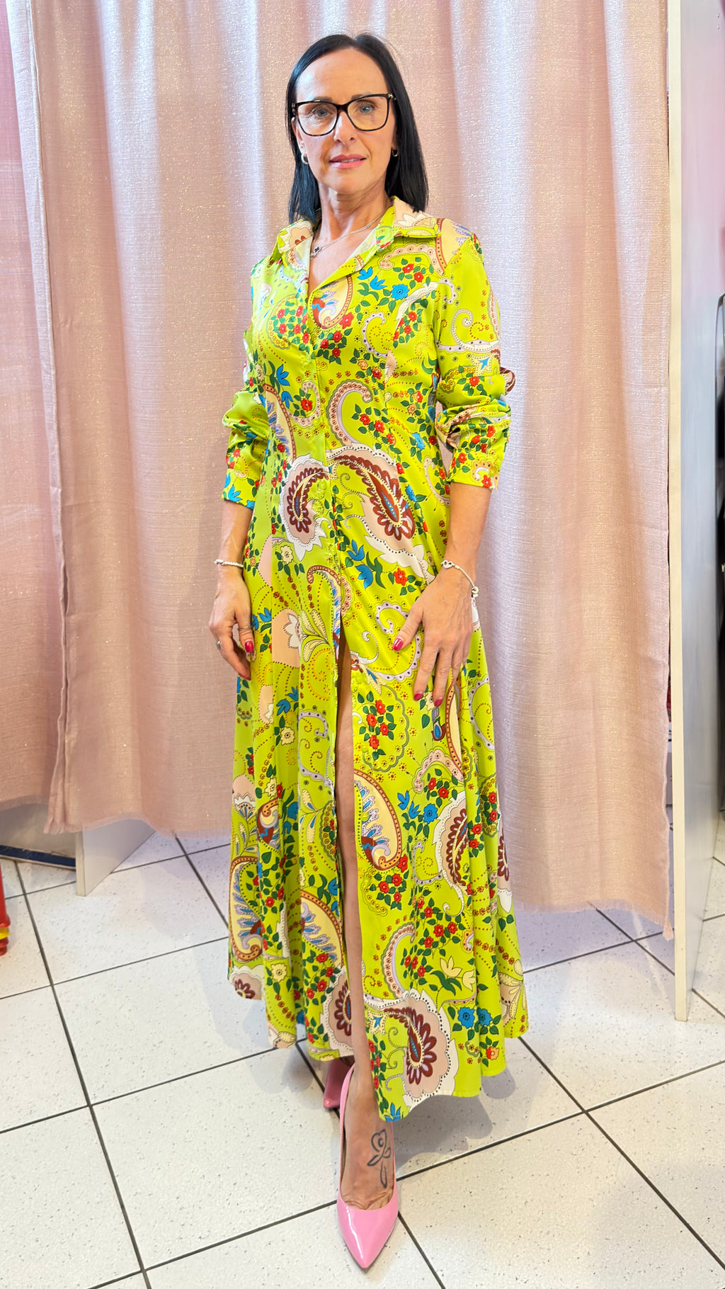 Lime & Paisley Maxi Dress